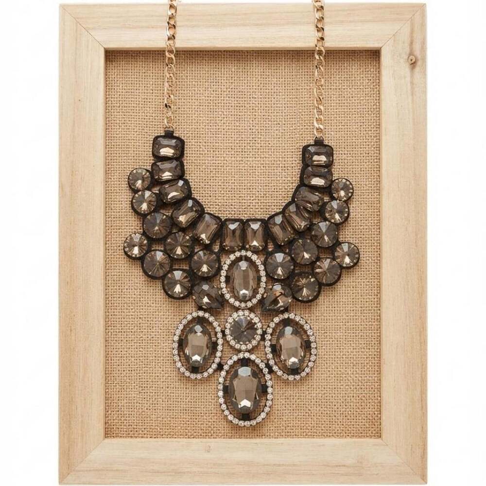 Black beaded necklace with silver